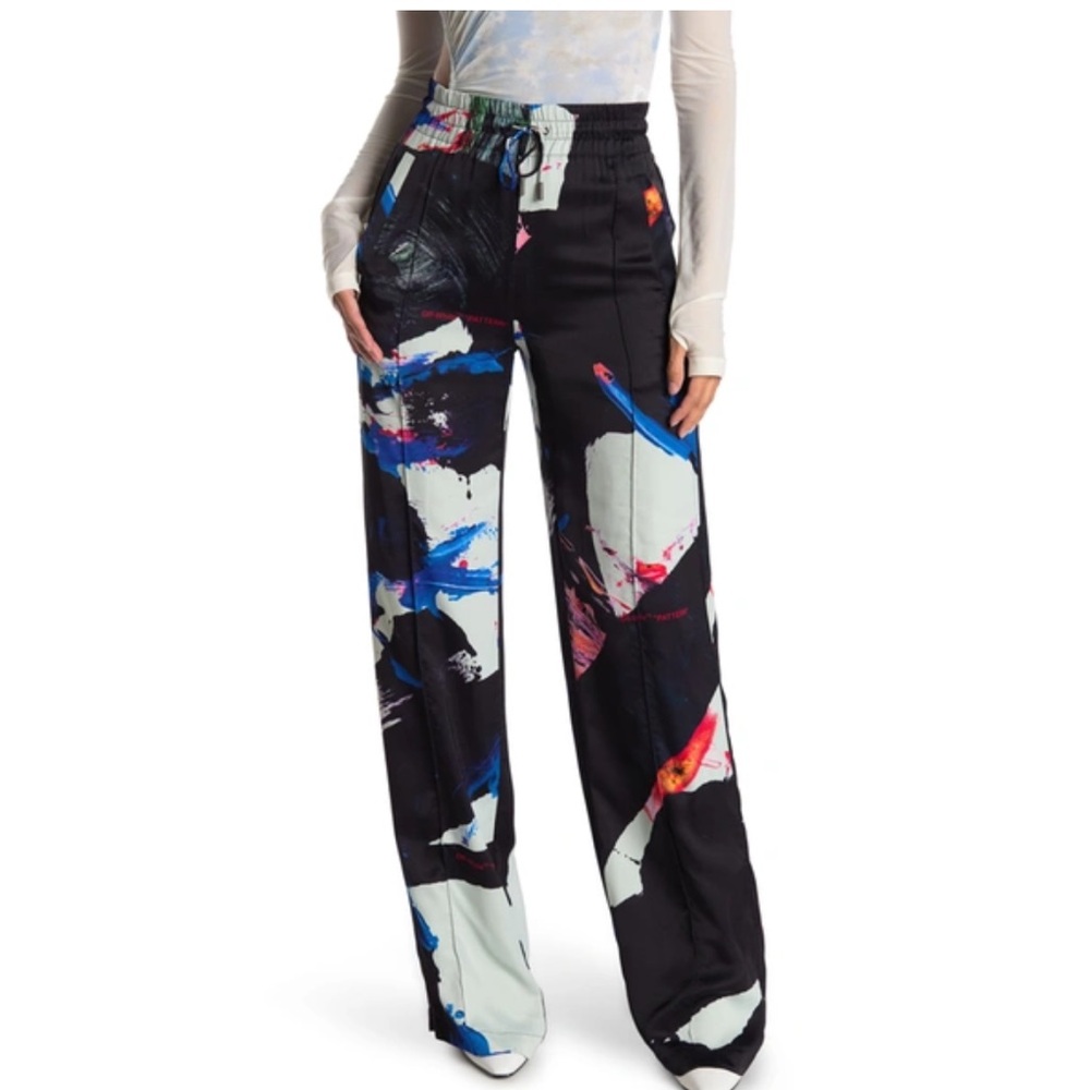 Off-White NEW BRUSHSTROKES STRAIGHT-LEG TROUSERS IN BLACK Size Large